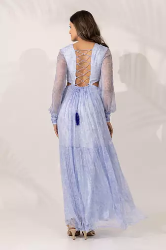 Iris indigo chiffon dress