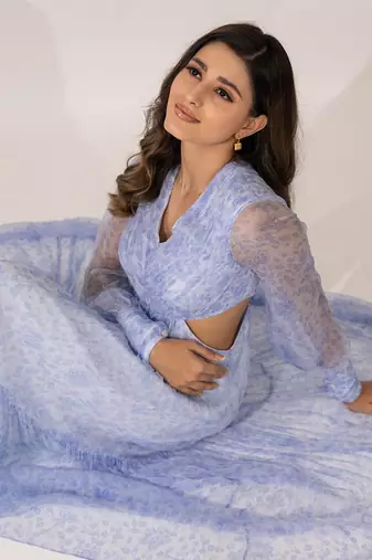 Iris indigo chiffon dress