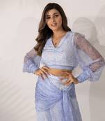 Indigo iris viscose chiffon crop top