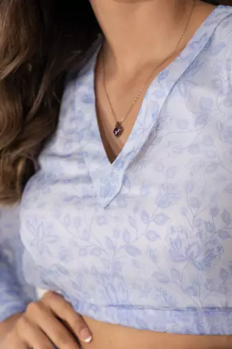 Indigo iris viscose chiffon crop top