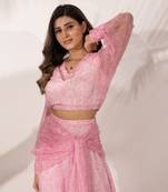 Pink cherry blossom viscose chiffon top