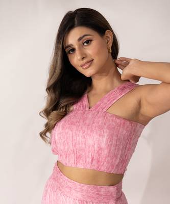 Pink cherry blossom crop top 1