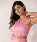 Pink cherry blossom crop top