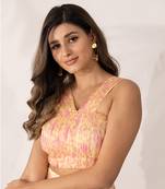 Yellow daffodil hand pleated crop top