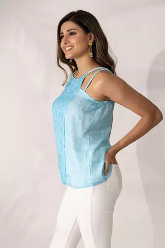 Blue himalayan poppy top