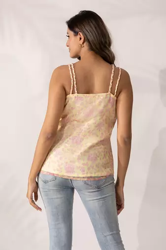 Yellow daffodil hand braided strappy top