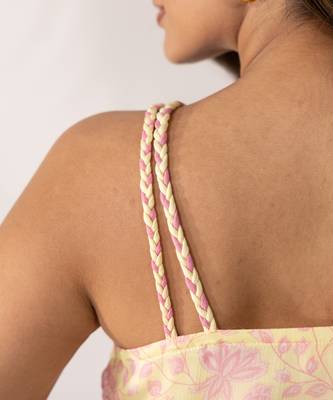 Yellow daffodil hand braided strappy top 4
