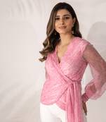 Pink cherry blossom  peplum wrap top