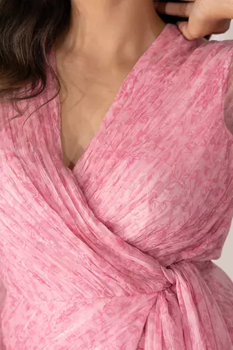 Pink cherry blossom  peplum wrap top