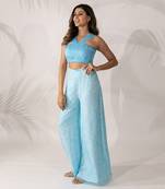 Blue himalayan poppy co-ord  crop top with pants