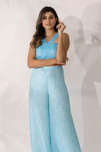 Blue himalayan poppy co-ord  crop top with pants