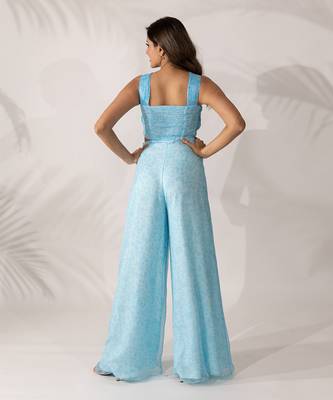 Blue himalayan poppy co-ord  crop top with pants 3