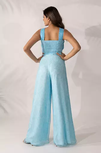 Blue himalayan poppy co-ord  crop top with pants