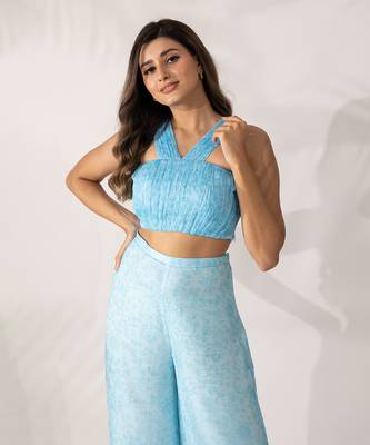 Blue himalayan poppy co-ord  crop top with pants 4