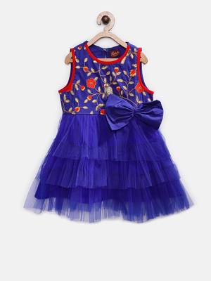 Twisha girls embroidered dress - blue 1