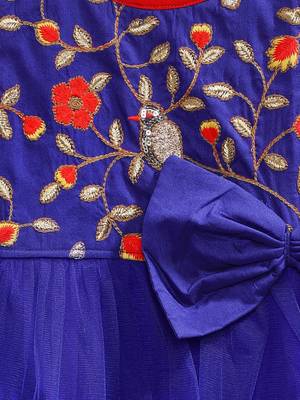 Twisha girls embroidered dress - blue 3