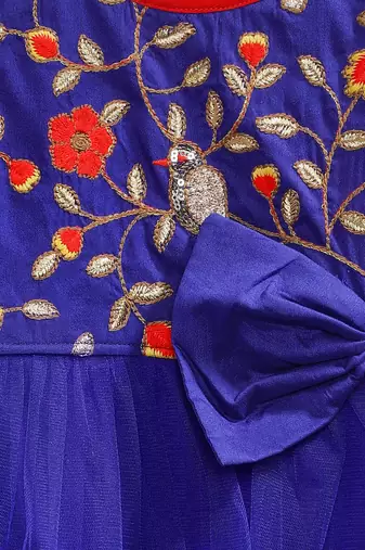 Twisha girls embroidered dress - blue