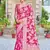 Pink Lucknowi Chikankari Cotton Blend Woven Sarees For With Blouse Sarees For Women