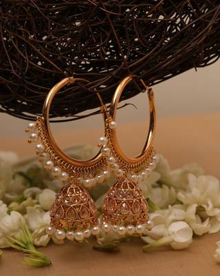Gold Kundan Jhumkas 2