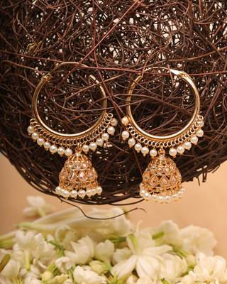Gold Kundan Jhumkas 1
