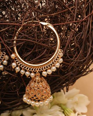 Gold Kundan Jhumkas 3