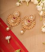 Gold Earrings with Pink Stones