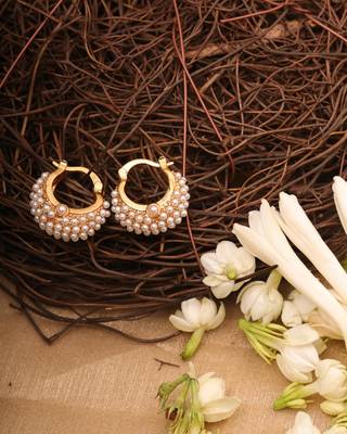 Kundan Pearl Small Hoops 1