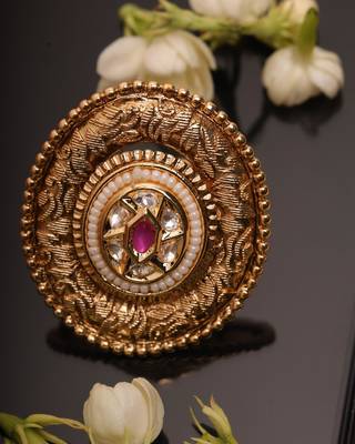 Gold Plated Kundan Ring For Festives 1