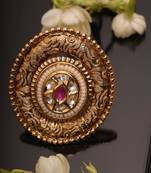 Gold Plated Kundan Ring For Festives