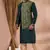 green embroidered kurta set for men