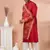 red embroidered dhoti kurta set for men