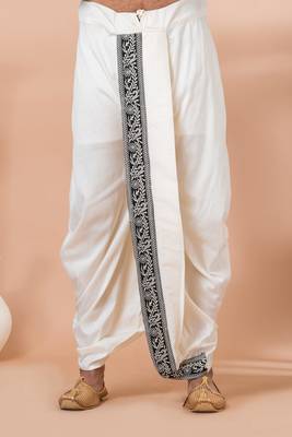 dhoti and black embroidered kurta set 4