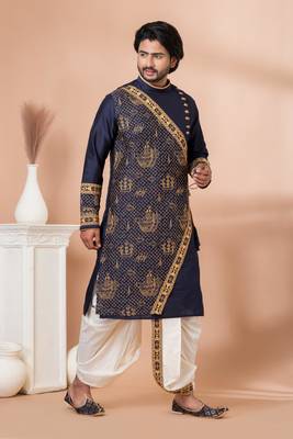 dhoti and blue embroidered kurta set 2