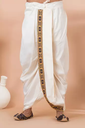 dhoti and blue embroidered kurta set