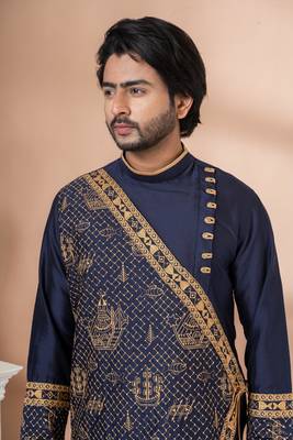 dhoti and blue embroidered kurta set 5