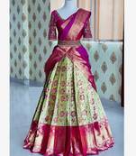 WOMEN UNSTITCHED BANARASI SILK LEHENGA CHOLI SET (HALF SAREE)