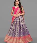 WOMEN UNSTITCHED BANARASI SILK LEHENGA CHOLI SET (HALF SAREE)