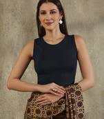 Navy Blue Cotton Lycra Blouse