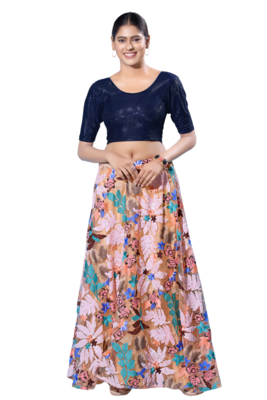 Navy-Blue Lycra Shimmer Stretchable Saree Blouse 4