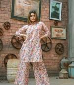 Stylish multicolour coord set in cotton fabric for trendy looks
