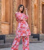 Floral print girlish coord set  for festive looks