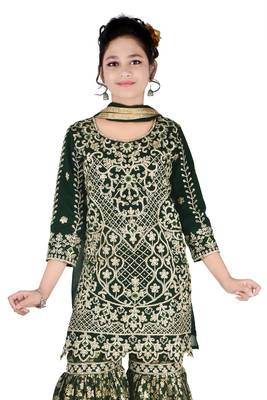 Green Kids Sharara Suit for Kids 2