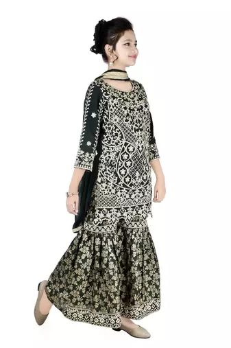 Green Kids Sharara Suit for Kids