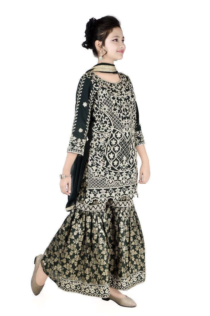 Green Kids Sharara Suit for Kids