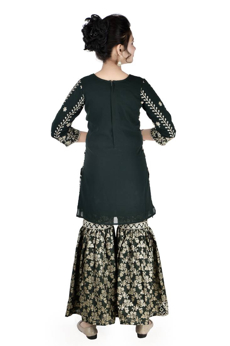 Green Kids Sharara Suit for Kids
