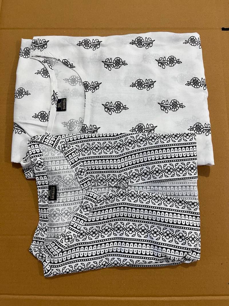 White printed rayon ethnic-kurtis