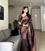 Simple Indian Were Fantabulous Black Soft Silk Saree with Incomparable Blouse Piece