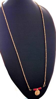 Golden mangalsutra LONG with big Laxmi coin vati one gram gold 3
