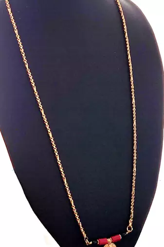 Golden mangalsutra LONG with big Laxmi coin vati one gram gold