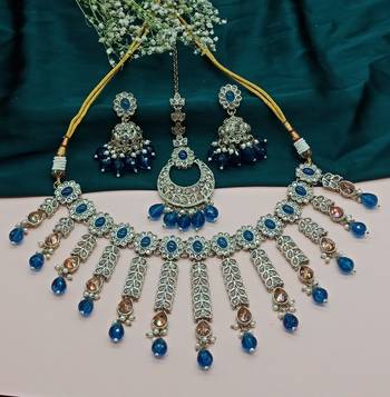 Indian bollywood  tradtional gold plated bridal kundan choker wedding earring necklace jewellery set 1